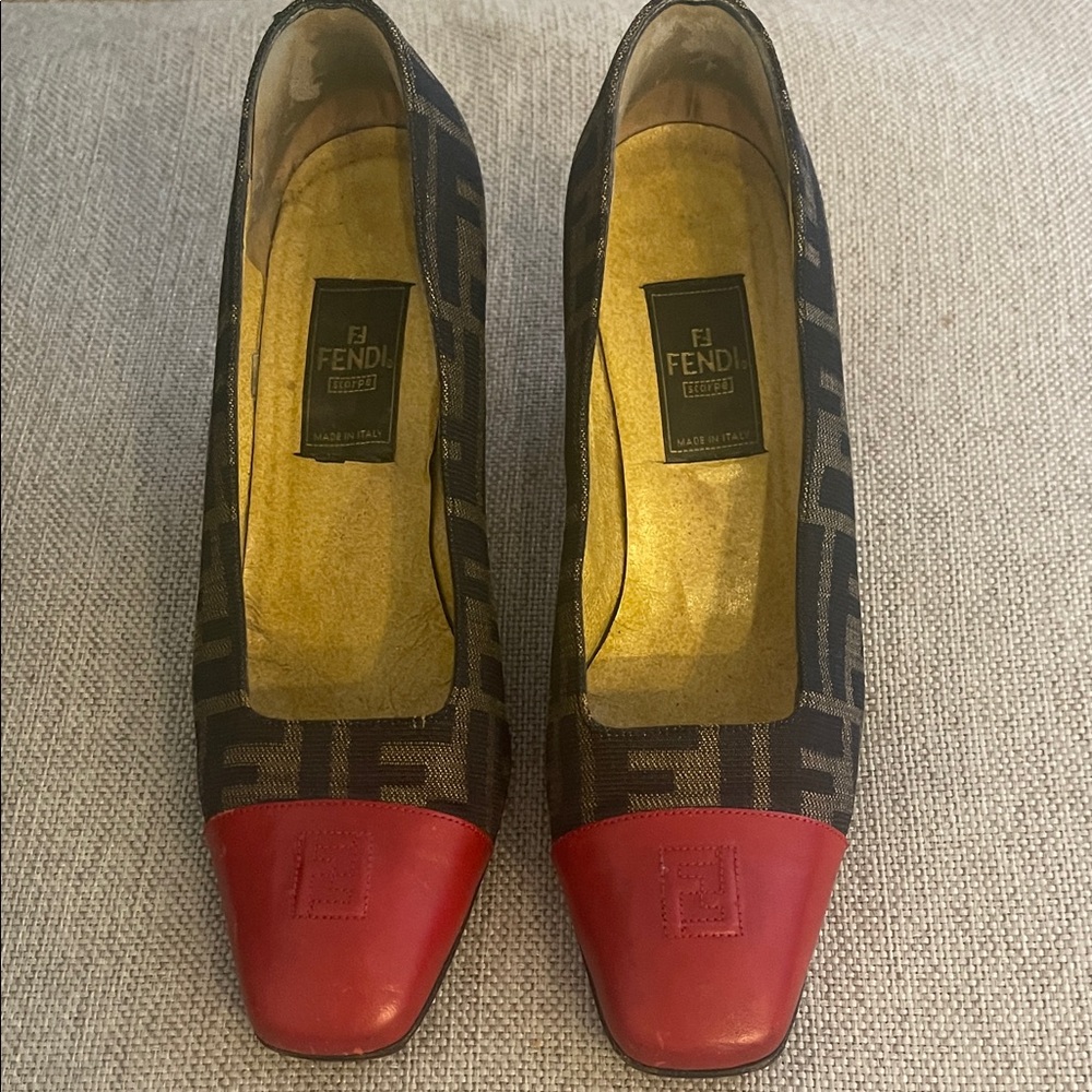 Fendi Red and Brown Loafers